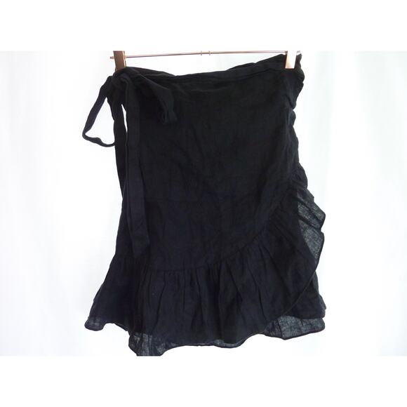 Isabel Etoile Marant Black Ruffle Linen Wrap Skirt 38 - Picture 1 of 5